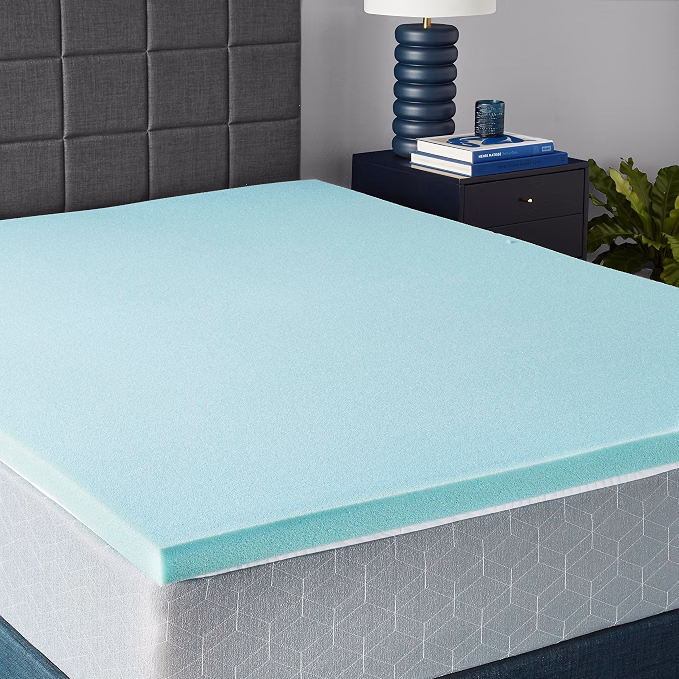 Cooling gel mattress topper on a bed